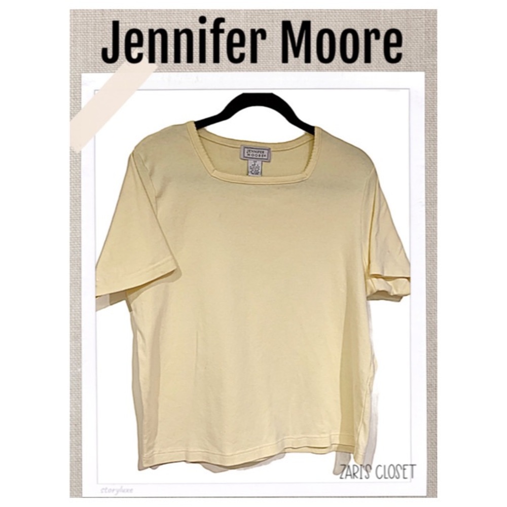 Flash Sale Jennifer Moore Tee Shirt light yellow 100% cotton t-shirt Size L